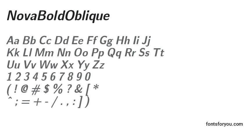 Schriftart NovaBoldOblique – Alphabet, Zahlen, spezielle Symbole
