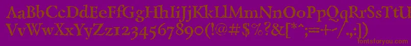 LazurskiantiquetextcBold-Schriftart – Braune Schriften auf violettem Hintergrund