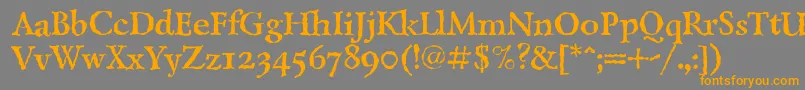 フォントLazurskiantiquetextcBold – オレンジの文字は灰色の背景にあります。