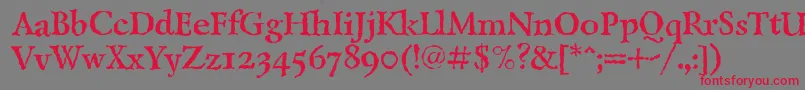 Czcionka LazurskiantiquetextcBold – czerwone czcionki na szarym tle