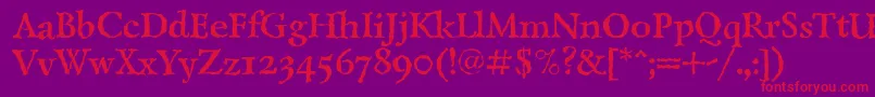 フォントLazurskiantiquetextcBold – 紫の背景に赤い文字