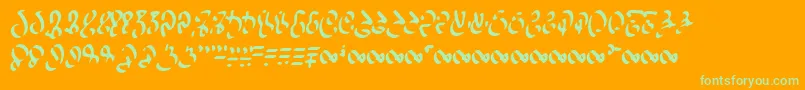 WizspeakWorn-Schriftart – Grüne Schriften auf orangefarbenem Hintergrund