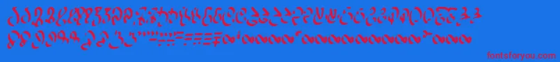 WizspeakWorn-Schriftart – Rote Schriften auf blauem Hintergrund