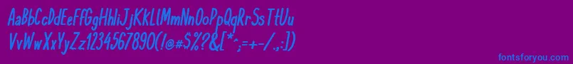 フォントKomixconBoldItalic – 紫色の背景に青い文字
