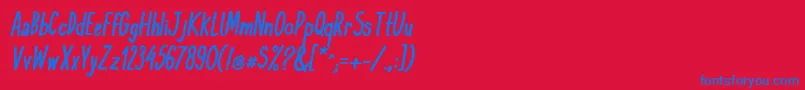 フォントKomixconBoldItalic – 赤い背景に青い文字