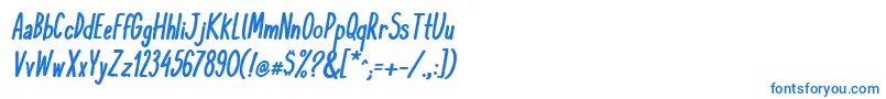 フォントKomixconBoldItalic – 白い背景に青い文字