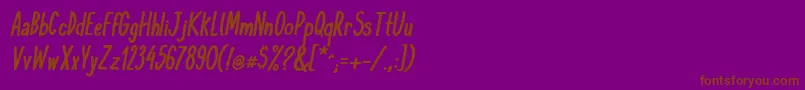 KomixconBoldItalic Font – Brown Fonts on Purple Background