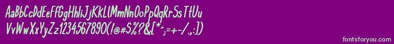 フォントKomixconBoldItalic – 紫の背景に緑のフォント