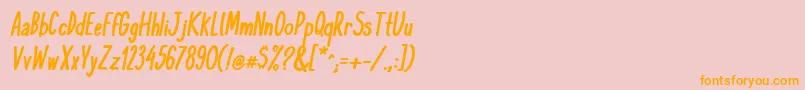 フォントKomixconBoldItalic – オレンジの文字がピンクの背景にあります。