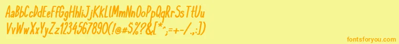 フォントKomixconBoldItalic – オレンジの文字が黄色の背景にあります。