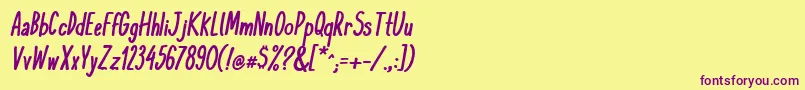 KomixconBoldItalic Font – Purple Fonts on Yellow Background