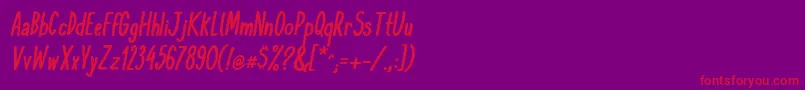 KomixconBoldItalic Font – Red Fonts on Purple Background