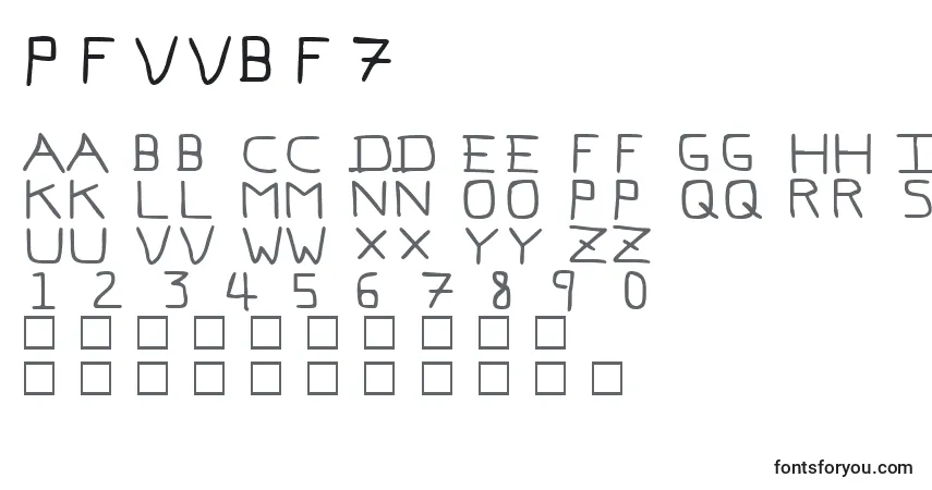 A fonte Pfvvbf7 – alfabeto, números, caracteres especiais
