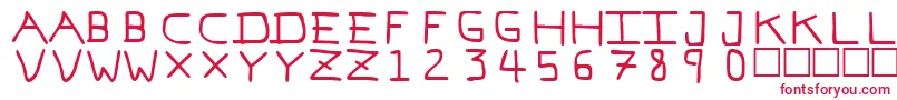 フォントPfvvbf7 – 白い背景に赤い文字