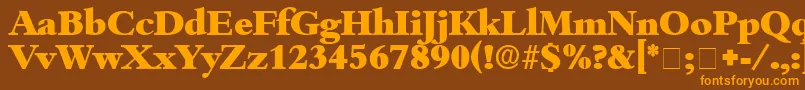 ScholeDisplaySsi-fontti – oranssit fontit ruskealla taustalla