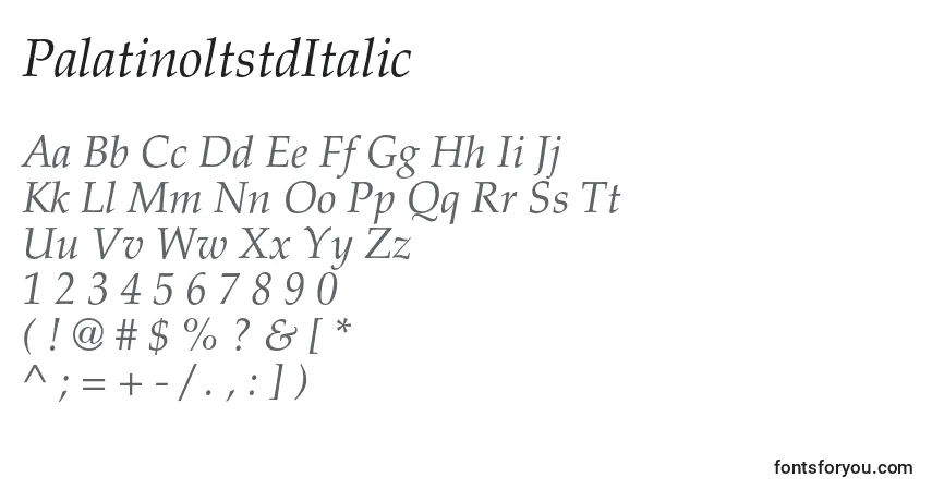 characters of palatinoltstditalic font, letter of palatinoltstditalic font, alphabet of  palatinoltstditalic font