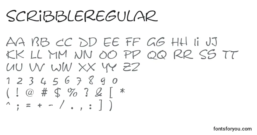 Шрифт ScribbleRegular – алфавит, цифры, специальные символы