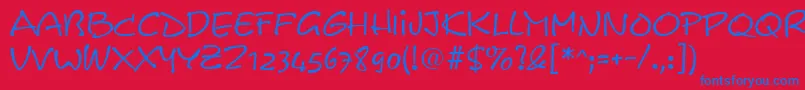 フォントScribbleRegular – 赤い背景に青い文字