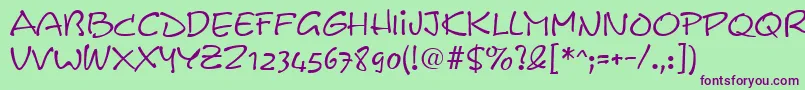 Weitere Informationen zur ScribbleRegular-Schriftart ScribbleRegular-Schriftart – Violette Schriften auf grünem Hintergrund