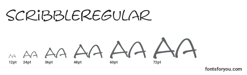 Размеры шрифта ScribbleRegular