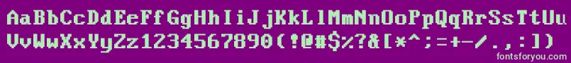 VideoterminalscreenNormalBold-Schriftart – Grüne Schriften auf violettem Hintergrund