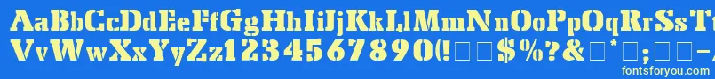 StencilExport-Schriftart – Gelbe Schriften auf blauem Hintergrund