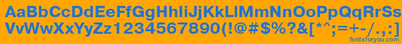 PragmaticabttBold-Schriftart – Blaue Schriften auf orangefarbenem Hintergrund