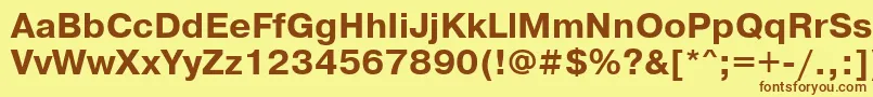 フォントPragmaticabttBold – 茶色の文字が黄色の背景にあります。