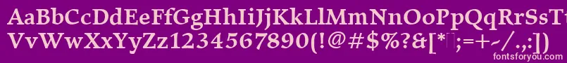 ElysiumMediumPlain Font – Pink Fonts on Purple Background