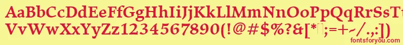 ElysiumMediumPlain Font – Red Fonts on Yellow Background