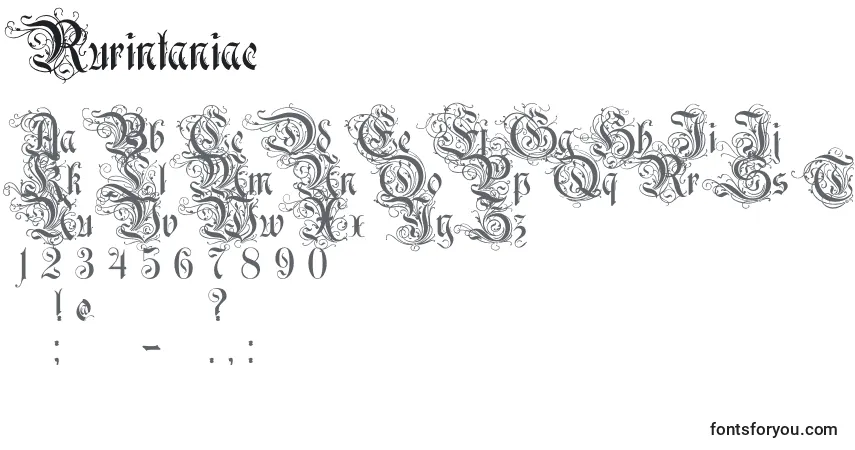 Schriftart Rurintaniac – Alphabet, Zahlen, spezielle Symbole