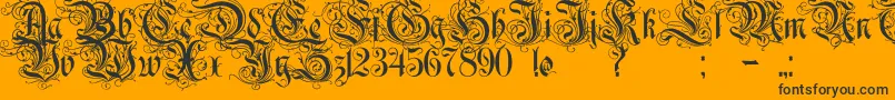 Rurintaniac-Schriftart – Schwarze Schriften auf orangefarbenem Hintergrund