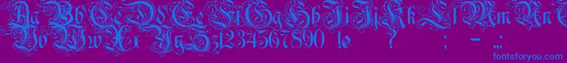 Rurintaniac Font – Blue Fonts on Purple Background