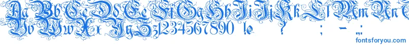 Rurintaniac Font – Blue Fonts on White Background