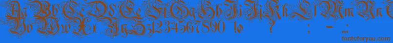 Rurintaniac Font – Brown Fonts on Blue Background