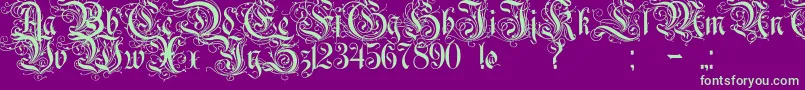 Rurintaniac Font – Green Fonts on Purple Background