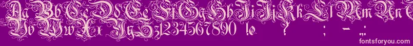 Rurintaniac Font – Pink Fonts on Purple Background
