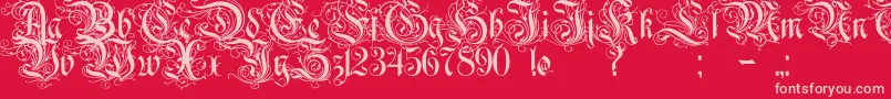 Rurintaniac Font – Pink Fonts on Red Background