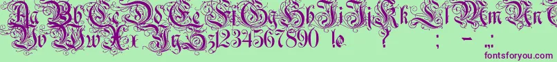 Rurintaniac Font – Purple Fonts on Green Background