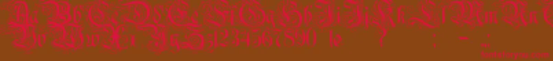 Rurintaniac-Schriftart – Rote Schriften auf braunem Hintergrund