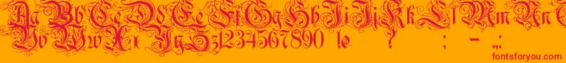 フォントRurintaniac – オレンジの背景に赤い文字