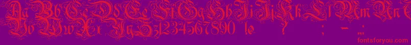 Rurintaniac-Schriftart – Rote Schriften auf violettem Hintergrund