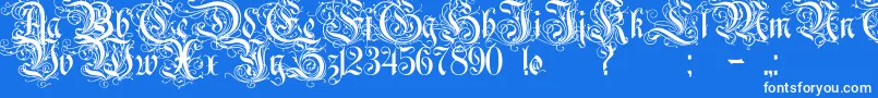 Rurintaniac Font – White Fonts on Blue Background