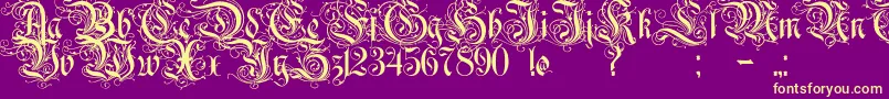 Rurintaniac Font – Yellow Fonts on Purple Background