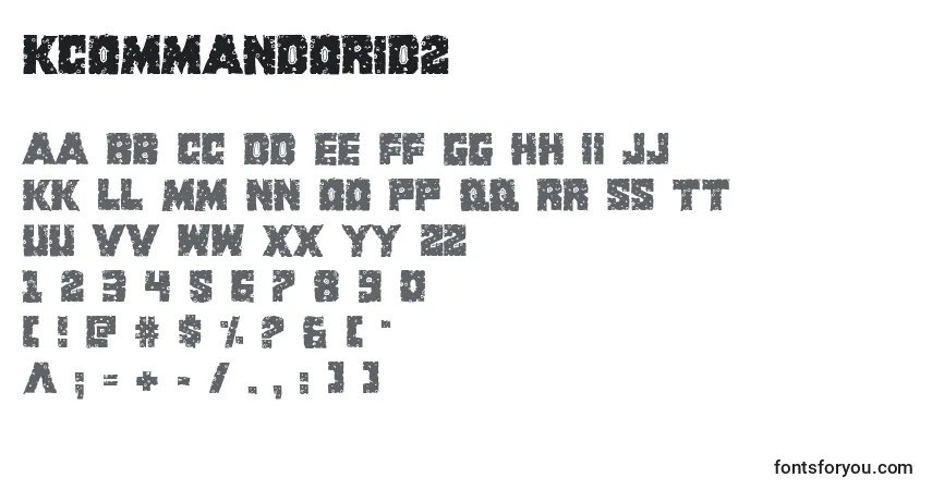 Kcommandorid2-fontti – aakkoset, numerot, erikoismerkit