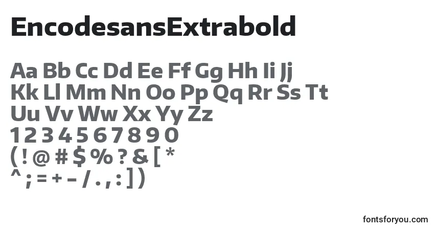 Шрифт EncodesansExtrabold – алфавит, цифры, специальные символы