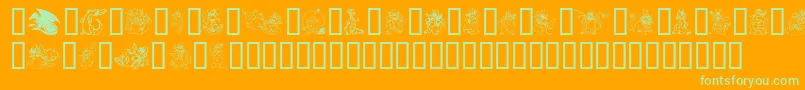 LisasDragons Font – Green Fonts on Orange Background