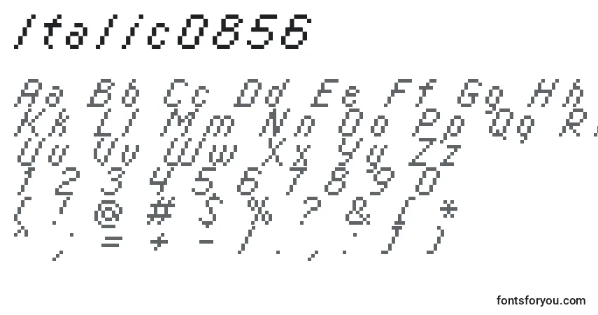 Fuente Italic0856 - alfabeto, números, caracteres especiales