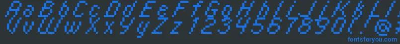 Italic0856-fontti – siniset fontit mustalla taustalla