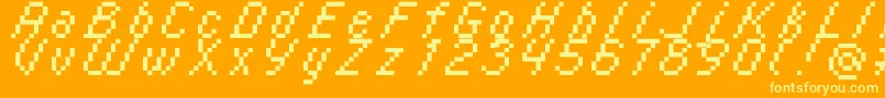 Italic0856-fontti – keltaiset fontit oranssilla taustalla